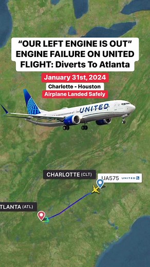 10K views · 104 reactions | “OUR LEFT ENGINE IS OUT” ENGINE FAILURE ON UNITED FLIGHT: Diverts To Atlanta #news #aviation #atlanta #emergencylanding #airplane #pilot #unitedairlines | Flight Simulator Fantasy | Facebook