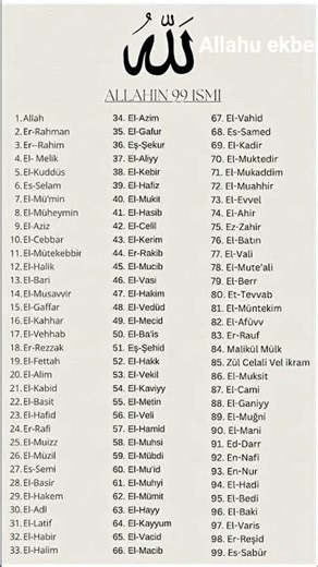 Allah in 99 ismini yadim simdi sira sende