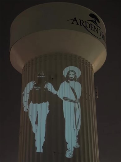'Protestion' (protest projection) #2, this time at the Arden Hills water tower. #iceout #minneapolis #minnesota #projectionmapping