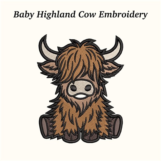 Baby Highland Cow Embroidery Design – Cute Calf Pattern (instant Download) - Etsy