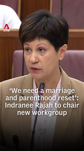 What Singapore needs is a "marriage and parenthood reset" to change the trajectory of its total fertility rate (TFR), Minister in the Prime Minister's Office Indranee Rajah said on Thursday (Feb 26), as the country's TFR fell to a new low of 0.87 in 2025. Speaking in parliament, she said that a new workgroup would be formed to look into marriage and parenthood issues, to be chaired by her. | CNA