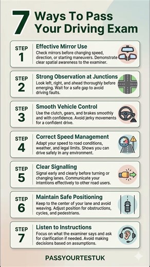 7 Ways To Pass Your Driving Exam #drivingskills #manualtips #shorts