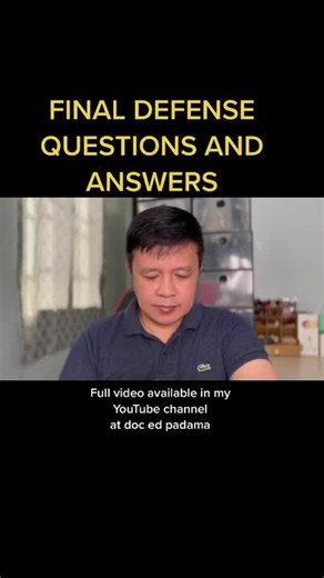 Answering Common Final Defense Questions