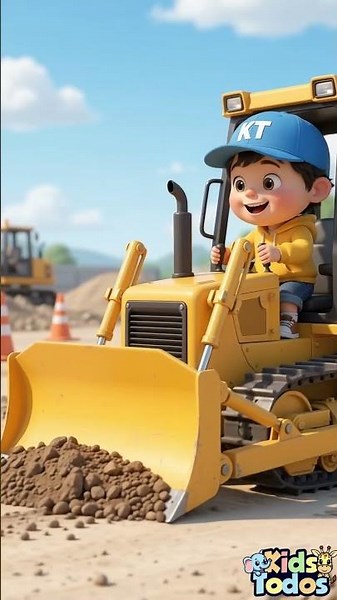 🚧 Construction Vehicles for Kids | Excavator, Bulldozer, Dump Truck, Crane & Mixer|KidsTodos #shorts