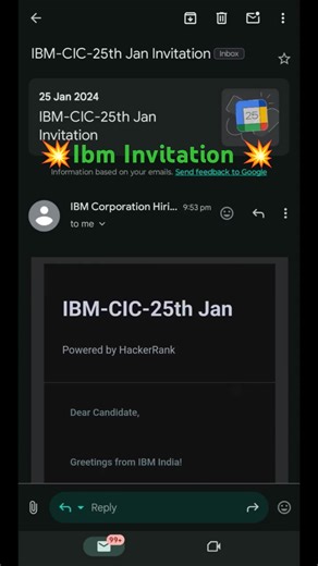 IBM CIC Invitation/Associate system engineer/Test mail/CIC off campus/Recruitment process#ibm#coding