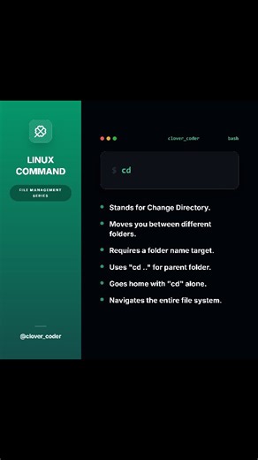 Clover Coder 🍀 on Instagram: "Follow @clover_coder for daily Linux & system programming tips 🍀🐧 Learn Linux the practical way — commands, tricks, and pro workflows that actually matter. From beginners to power users, level up your terminal game 🚀 Keywords: Linux tips Linux commands Linux basics Linux for beginners Advanced Linux Shell scripting Bash tips Terminal tricks Command line mastery System administration Open source learning Daily Linux practice Hashtags: #linux #linuxtips #linuxcomm