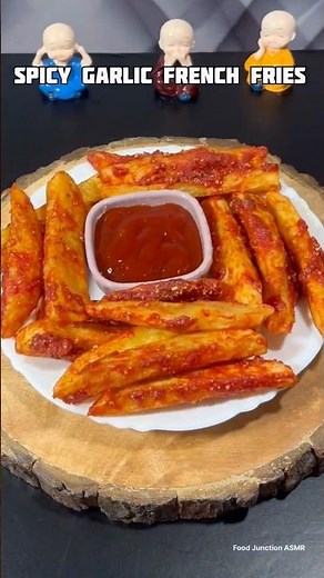 Spicy garlic french fries 🥰#shorts #snacks #recipe #frenchfries #potato #trending #viral #shortsfeed