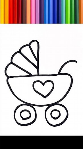 🌈 Desenho, pintura e coloração de um carrinho de bebê para crianças.⭐#61