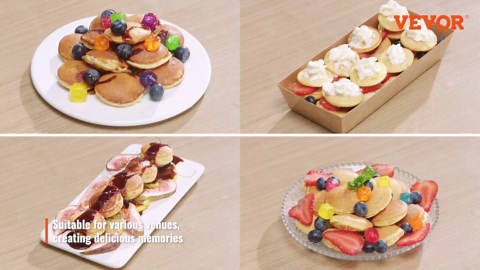 VEVOR Mini Dutch Pancake Maker, 25PCS 43mm Diameter Dorayaki Baker Machine, 1700W Commercial Electric Poffertjes Grill, Non-stick Stainless Steel, Temp & Time Control, for Home Kitchen Restaurant