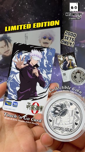 ⚡ JUJUTSU KAISEN Collectible Coin × Touch ‘n Go Card ⚡ Limited to only 2,000 sets, the Jujutsu Kaisen Special Edition Touch ’n Go Card Collectible Set officially launches on 30 January, exclusively at NOT ONLY TOY! Featuring Gojo Satoru and Geto Suguru, this premium collectible set is designed with deep symbolic details ✨ A deep blue background inspired by Unlimited Void ✨ Gold accents reflecting Geto’s robe ✨ Glitter-finish card for an elegant, collector-worthy look Each collectible box include