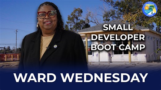This week’s Ward Wednesday features Commissioner Janice Lucas previewing the Small Developer Boot Camp, a five-week, hands-on program hosted by the Incremental Development Alliance and our Community Redevelopment Agency. Early bird registration ends TODAY! Learn more and sign up at https://www.panamacity.gov/m/newsflash/home/detail/757 All Ward Wednesday video updates can be found at panamacity.gov/869/Monthly-Video-Series Don’t miss future messages - text PCVideoSeries to 38276 or subscribe onl