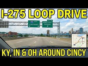 Driving on Interstate 275 around Cincinnati in Kentucky, Indiana & Ohio