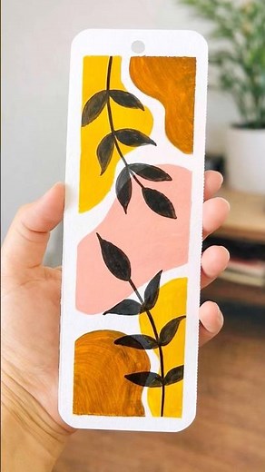 Easy Aesthetic Leaf Bookmark Painting | Minimal Acrylic Art Bookmark Tutorial #viral #ytshorts #diy