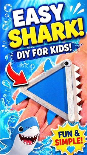 DIY Popsicle Stick Shark 🦈 Easy Kids Craft #diy #craft #craftyfun #kids