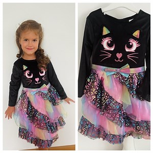 Rainbow Cat Costume Dress for Girls – Size 4-5 Years (110-116 Cm) – Sparkly Tulle & Velvet – Halloween or Birthday Outfit - Baby Girl Party - Etsy