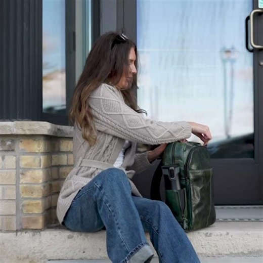 Luxury Italian Leather Backpack, Green