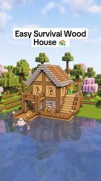 Easy Survival Wood House | Tutorial 🏡 31 #minecrafttutorial #minecrafthouse #minecraft #mcxiaoli