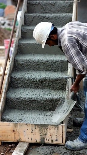 Smart idea to level cement on stairs using simple carpentry tools #shorts