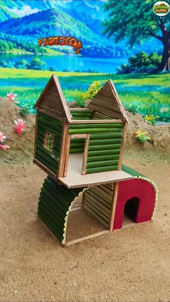 I Built a Unique Two-Story Bamboo House 🌿🏡 | Miniature DIY – Part 1 #shorts