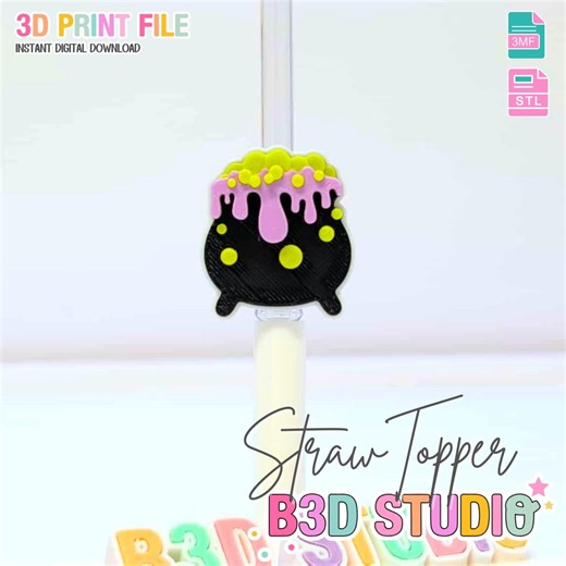 Cauldron Straw Topper 3D Print File (STL & 3MF Digital Download) 8mm + 10mm Sizes - Etsy UK