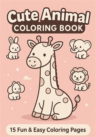 Cute Animal Coloring Book for Kids – 15 Pages PDF | Printable Coloring Pages | Fun Animal Activity Book for Children - Etsy Canada