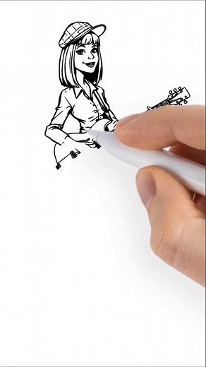 Let's Draw a Cool Guitar Girl! | Doodly Tutorials #shorts #doodly