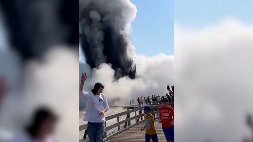 Watch: Hydrothermal explosion at Yellowstone sends guests running