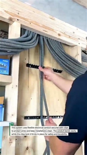 Clean Electrical Wiring Setup Using Flexible Conduit Clips #Electrical #Wiring #Construction