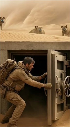 Desert Sandstorm Survival: Man Locks Bunker as Hyenas Attack
