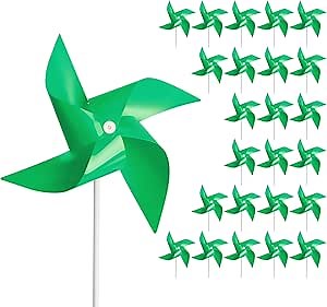 50 Pack Pinwheels for Kids, Fun Carnival Toys and DIY Party Favors, Outdoor Decor Wind Spinners for Yard and Garden, Dark Green (50 PCS)