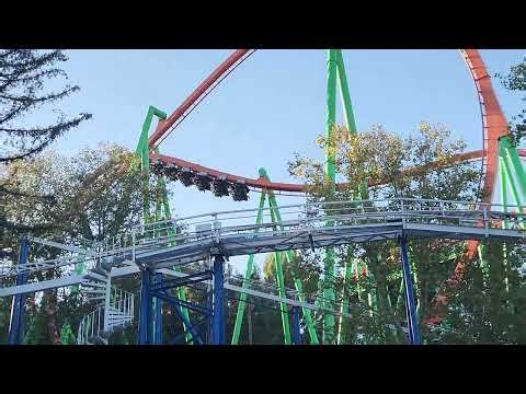 Tatsu - Side view of Pretzel Loop Off-Ride | B&M Flying Coaster at Six Flags Magic Mountain CA, 2025