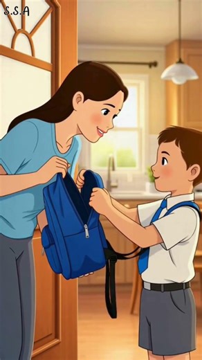 mom checking her sons school 🛍️ check before going to school english #english learn #learn