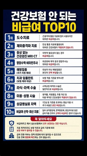 건강보험 안 되는 [비급여치료 TOP10] #비급여 #건강보험 #실손의료비 #실손보험 #실비보험