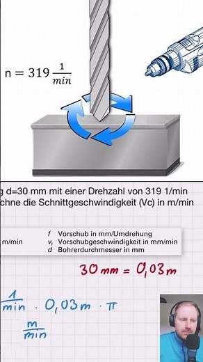 Prüfungsaufgabe Metalltechnik - AP2 - Schnittgeschwindigkeit beim Bohren berechnen