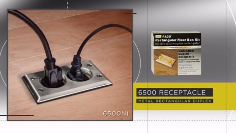 RACO 6239NI Floor Kit with Recessed Duplex 15A TR Device and Adjustable Steel Box, 1-Gang, Nickel