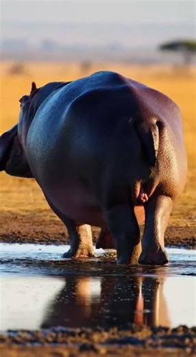 What is the hyena trying to do to the hippo? Watch this wild showdown #wildlife #nature #animals