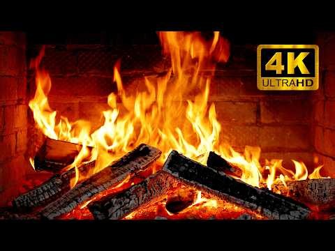 Cozy Winter Fireplace 4K ASMR | Crackling Fire for Sleep, Relax & Study Night Ambience