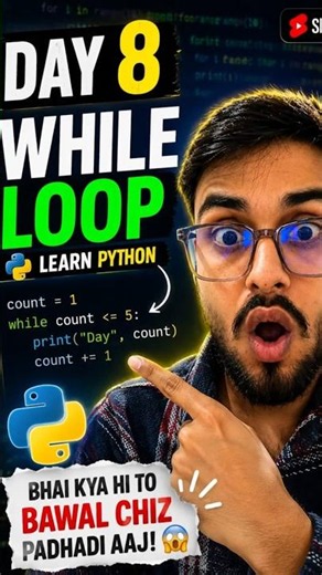 While Loop in Python Explained in 60 Seconds 🔥 | Learn Python from Shorts Day 8 #python #whileloops
