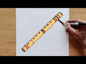 How to Draw Flute | Bansuri Drawing Easy Step by Step | Sketch Drawing | Easy Sketches