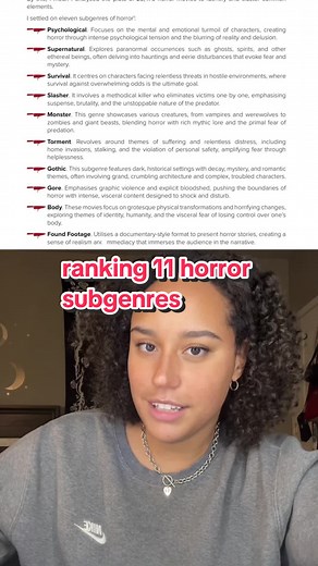 Ranking 11 Horror Subgenres: A Comprehensive Overview