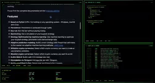 the most starred crypto bot on github has been written by a group of anonymous devs since 2017.name: Freqtraderepo: https://t.co/OluI0yPh4G48,400 stars. python. gpl-3. v2026.3 shipped in april - over 31,000 commits in the repo.30+ exchanges via ccxt. built-in ml module FreqAI that retrains itself on your data on the fly.coinrule charges $30-60/mo for rule-based strategies.cryptohopper - $20-100/mo for the same.3commas - another $30-100/mo. and any of them can fold, raise prices, or ban you for b