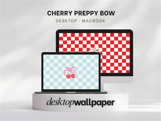 Cherry Preppy Bow Desktop Wallpaper Pack, 12 Cute Retro Aesthetic for Computer & MacBook - Etsy