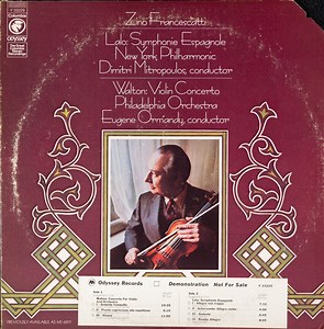 Lalo / Walton - Zino Francescatti - New York Philharmonic, Dimitri Mitropoulos / Philadelphia Orchestra, Eugene Ormandy - Symphonie Espagnole / Violin Concerto