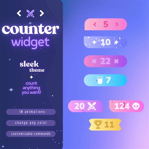 Counter Widget | Animated Counter | Goal Widget | Customizable Colors, Subathon | Streamelements | Widget for Twitch Streams - Etsy