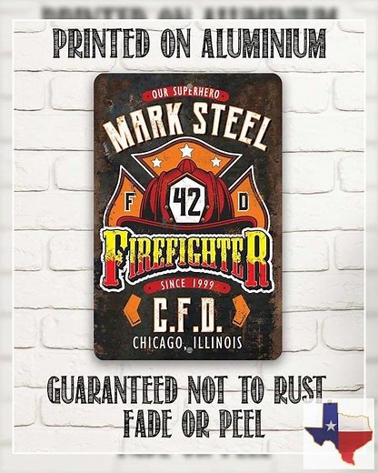 Personalized - Firefighter - Metal Sign