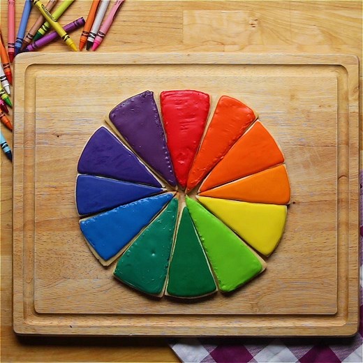 A sweet treat to use as a teaching tool, then eat! Recipe: https://tasty.co/recipe/color-wheel-cookie-puzzle | Tasty