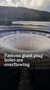Ever seen a plug hole like THIS? 💦 After recent wet weather the Ladybower plug hole and Derwent Dam wall are in full flow. It's a far cry from just a few months ago when the reservoirs were so dry, the remains of a lost village could be seen. | BBC Nottingham