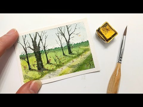 STEP BY STEP watercolor shadow tree lane » How to paint tree shadows painting tutorial for beginners