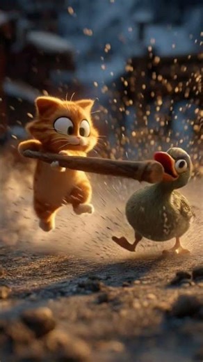 “Fat Cat vs Duck | Funny 3D Animation Story | Cat Takes Duck on Bike & Cooks It 😂🔥” #comedyshorts