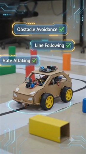 DIY AI Smart Car using Arduino & ESP32-CAM | Obstacle Avoidance & Line Following#shorts #shortvideo